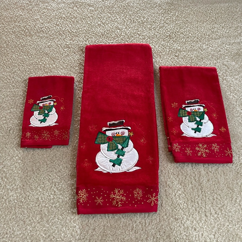 Snowman Christmas 3 Piece Towel Set